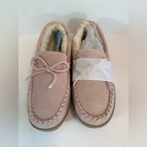 MyPillow Pink Leather Moccasin Slippers